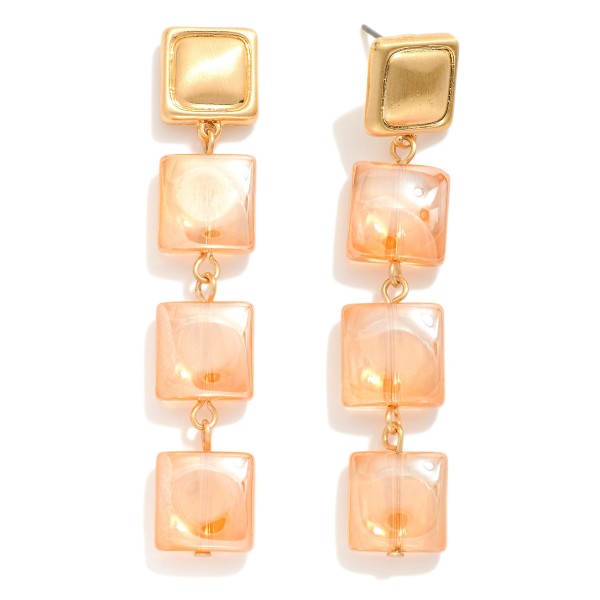 Wholesale linked Glass Crystal Squares Drop Earrings Square Posts L