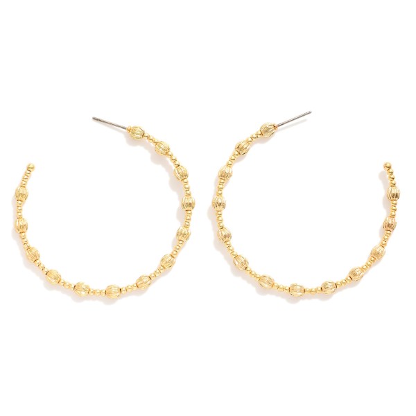 Wholesale metal Beaded Hoop Earrings Textured Metal Beads D