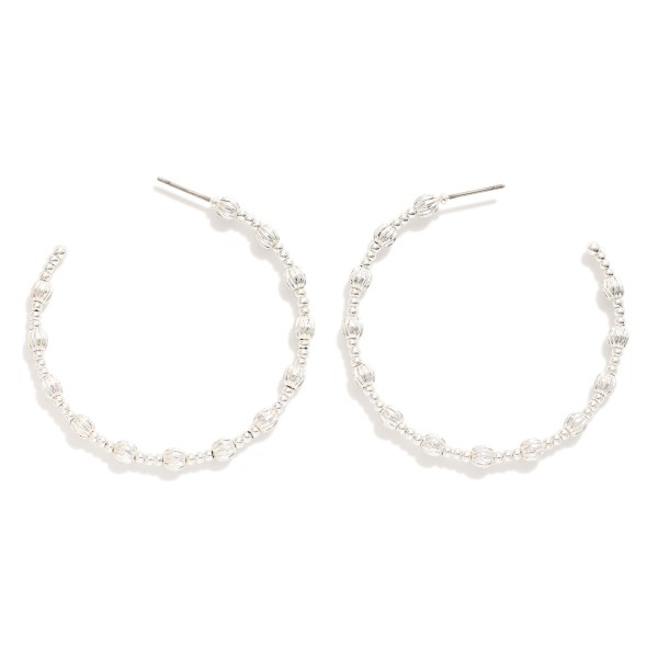 Wholesale metal Beaded Hoop Earrings Textured Metal Beads D