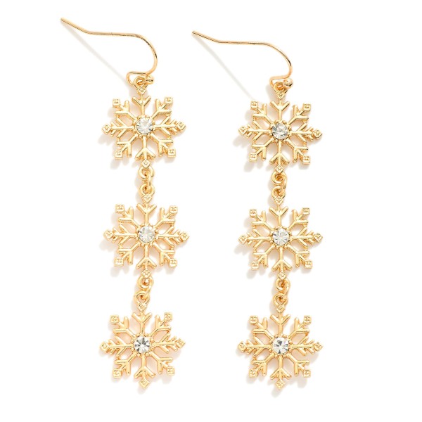 Wholesale linked Metal Snowflake Drop Earrings Rhinestone Details L