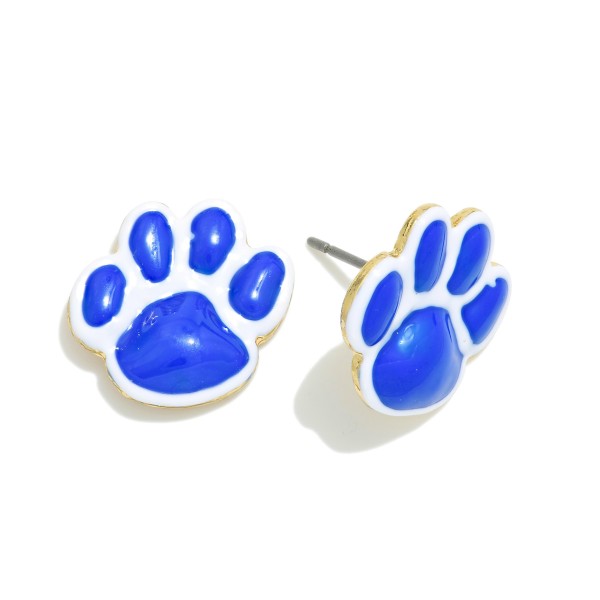 Painted Metal Paw Print Stud Earrings 

- Approximately .5" L