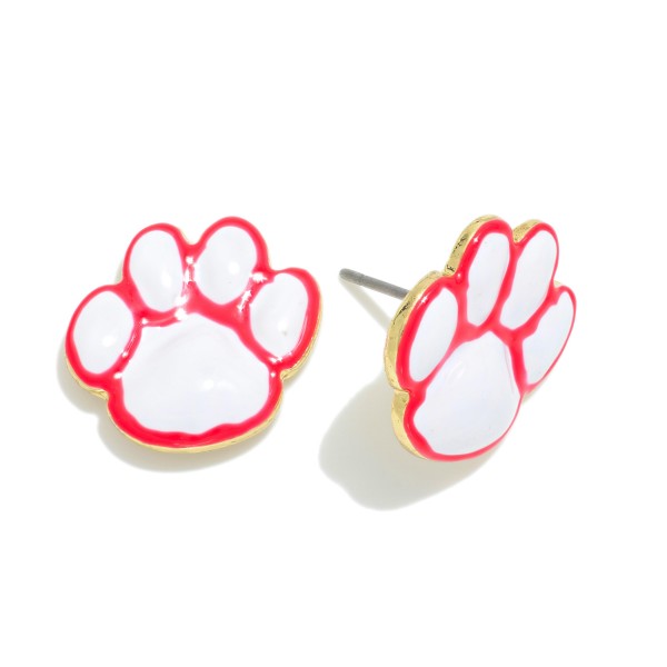 Wholesale painted Metal Paw Print Stud Earrings L