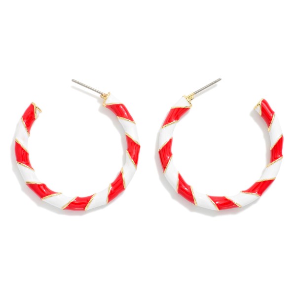 Wholesale enamel Stripped Christmas Hoop Earrings D