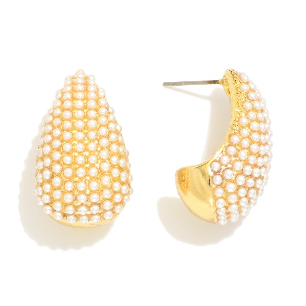 Wholesale pave Pearl Teardrop Post Drop Earrings D