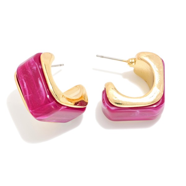 Wholesale acetate Metal Square Hoop Earrings D