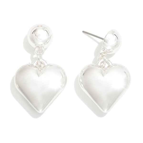 Wholesale metal Puffy Heart Post Drop Earrings L