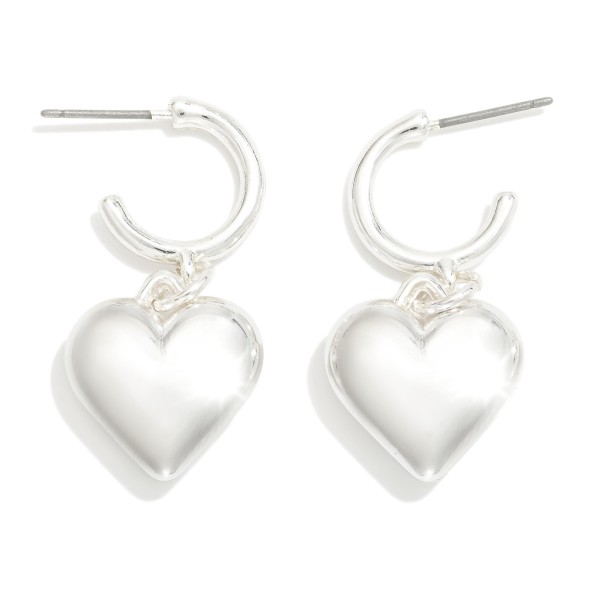 Wholesale metal Hoop Drop Earrings Puffy Heart Dangle L