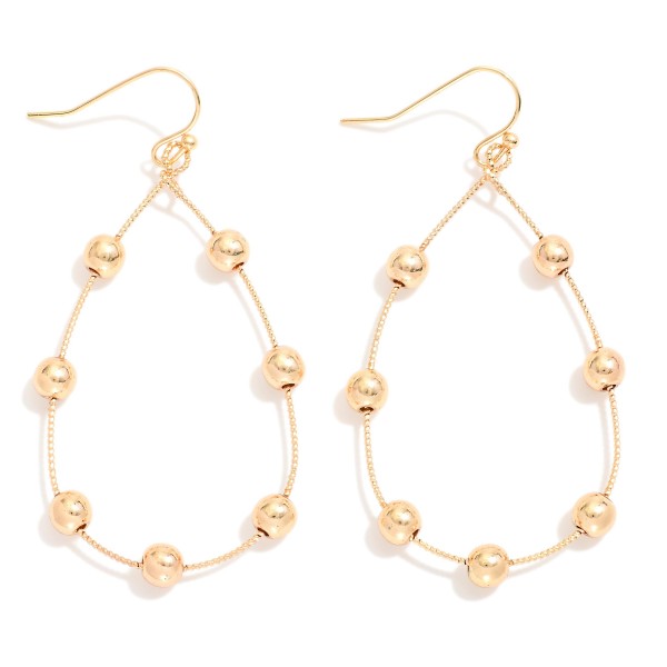 Wholesale textured Metal Wire Teardrop Drop Earrings Metal Bead Accents L
