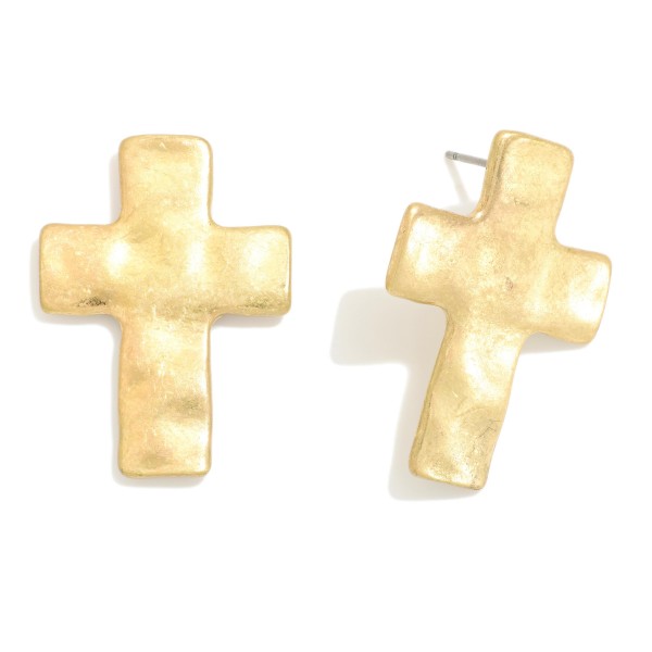 Wholesale hammered Metal Cross Post Drop Earrings L
