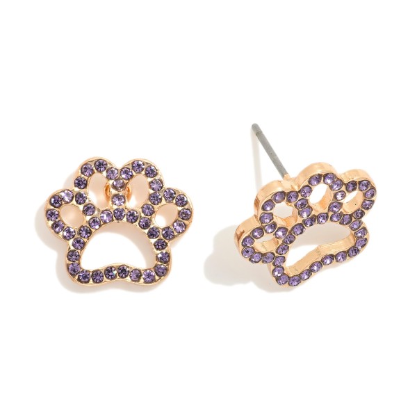 Wholesale rhinestone Studded Hollow Paw Print Stud Earrings L