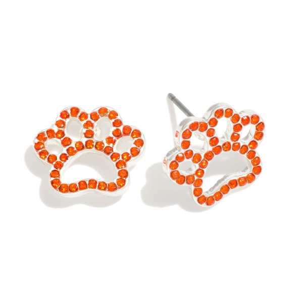 Wholesale rhinestone Studded Hollow Paw Print Stud Earrings L