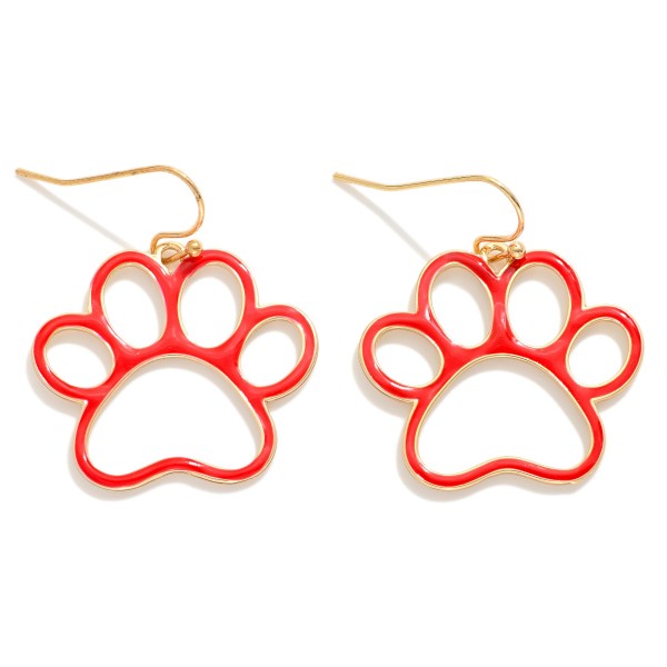 Wholesale hollow Enamel Paw Print Drop Earrings L