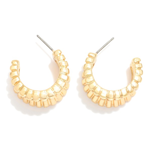 Wholesale ridged Metal Hoop Earrings D Brass Base