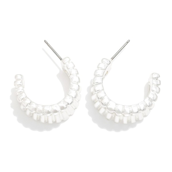 Wholesale ridged Metal Hoop Earrings D Brass Base