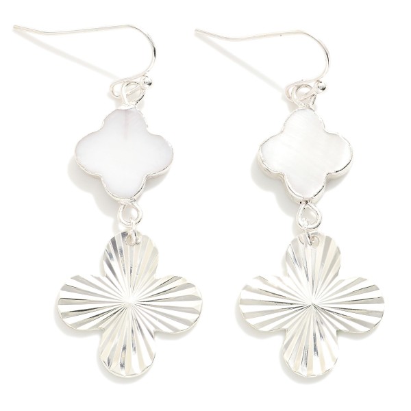 Wholesale pearl Clover Drop Earring Linked Textured Metal Clover L