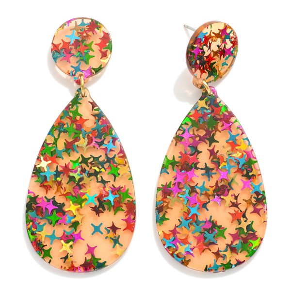 Wholesale glitter Resin Teardrop Post Drop Earrings L