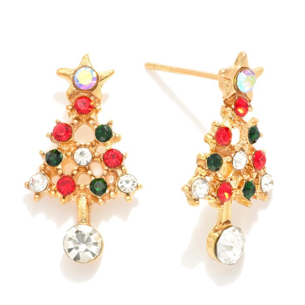 Wholesale rhinestone Christmas Tree Drop Earrings L