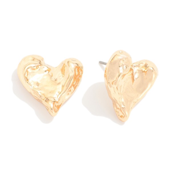 Wholesale concave Metal Heart Large Stud Earrings L