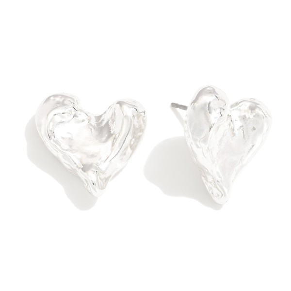Wholesale concave Metal Heart Large Stud Earrings L