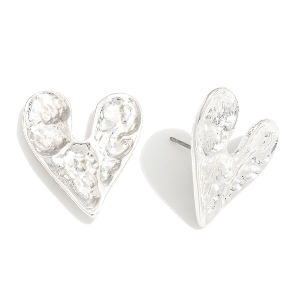 Wholesale textured Metal Heart Large Sud Earrings L