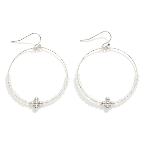 Wholesale metal Wire Hoop Drop Earrings Bubble Criss Cross Faceted Bead Details