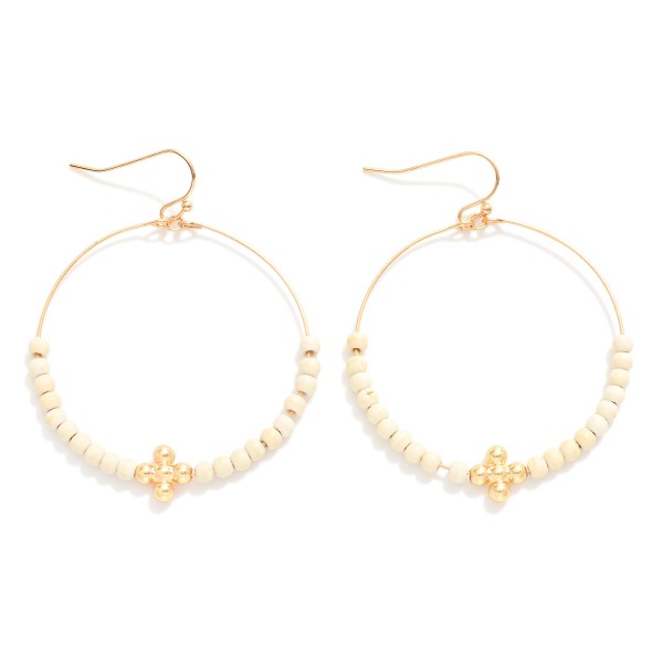 Wholesale beaded Wire Drop Hoop Earrings Metal Bubble Criss Cross Detail L