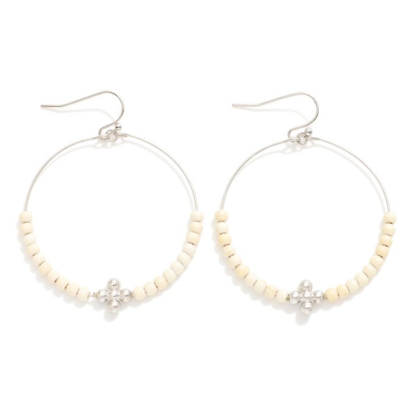 Wholesale beaded Wire Drop Hoop Earrings Metal Bubble Criss Cross Detail L