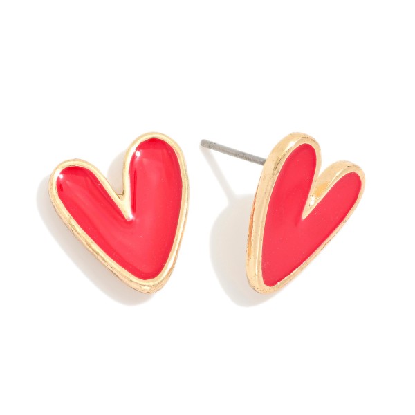 Wholesale enamel Heart Stud Earrings L