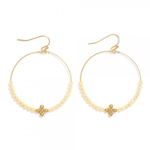 Wholesale beaded Drop Hoop Earrings Metal Bubble Criss Cross Detail L