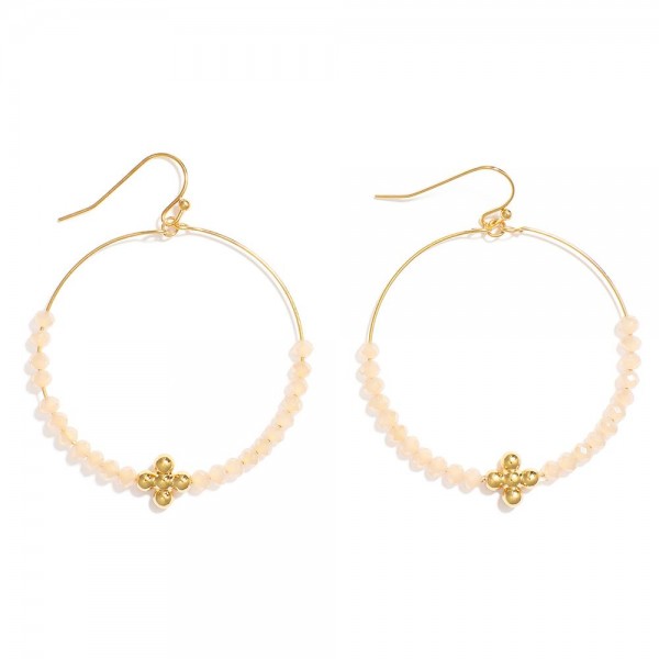 Wholesale beaded Drop Hoop Earrings Metal Bubble Criss Cross Detail L