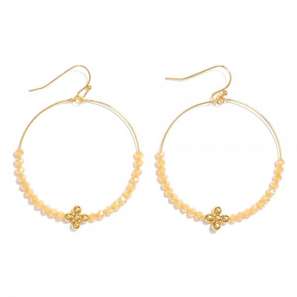 Wholesale beaded Drop Hoop Earrings Metal Bubble Criss Cross Detail L
