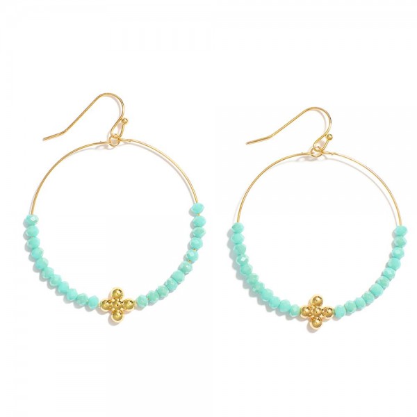Wholesale beaded Drop Hoop Earrings Metal Bubble Criss Cross Detail L
