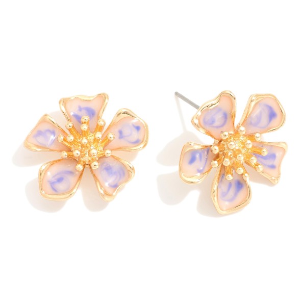 Wholesale enamel Flower Large Stud Earrings L