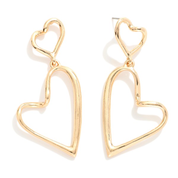 Wholesale linked Hollow Metal Hearts Post Drop Earrings L
