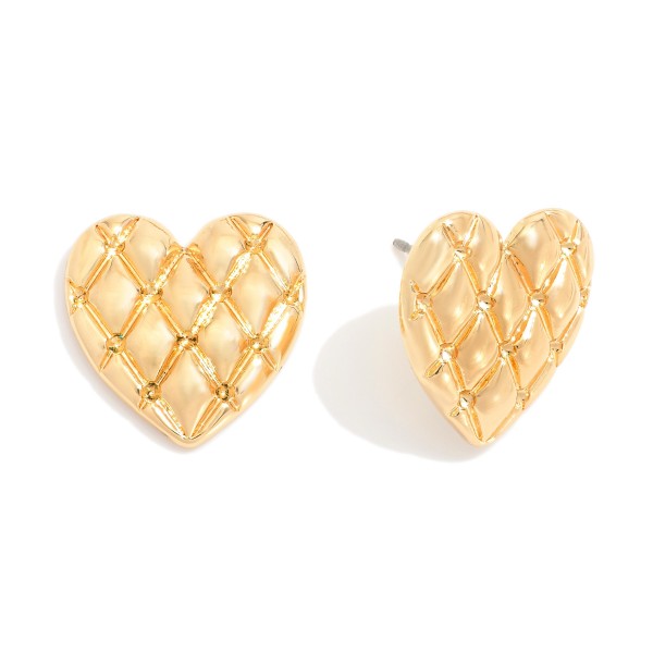 Wholesale quilted Metal Heart Large Stud Earrings L