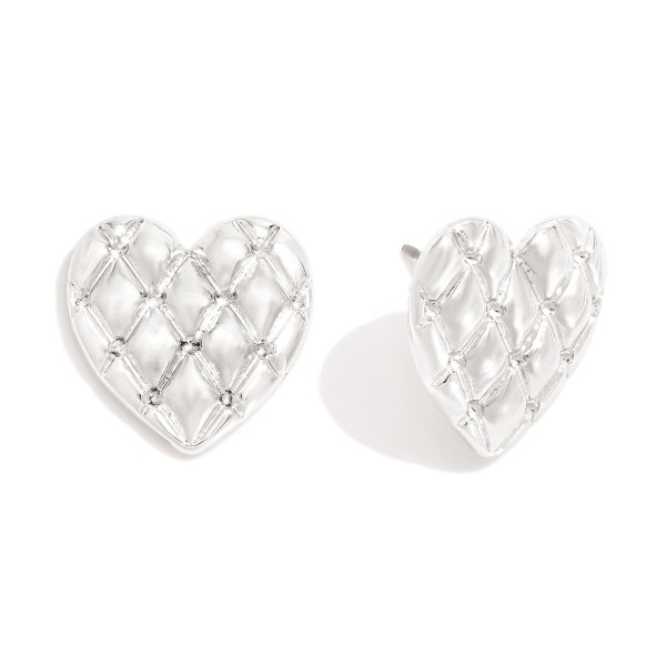 Wholesale quilted Metal Heart Large Stud Earrings L