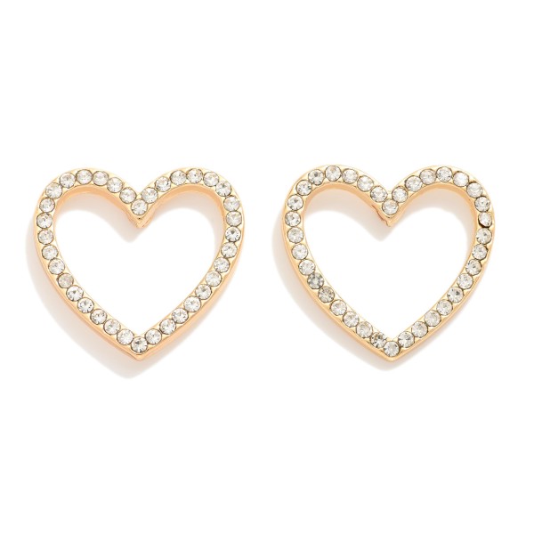Wholesale rhinestone Studded Hollow Heart Large Stud Earrings L