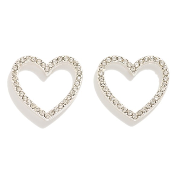 Wholesale rhinestone Studded Hollow Heart Large Stud Earrings L