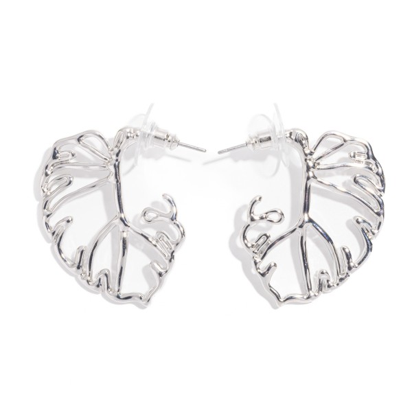 Hollow Metal Leaf Drop Earrings

- Approximately 1.25" L