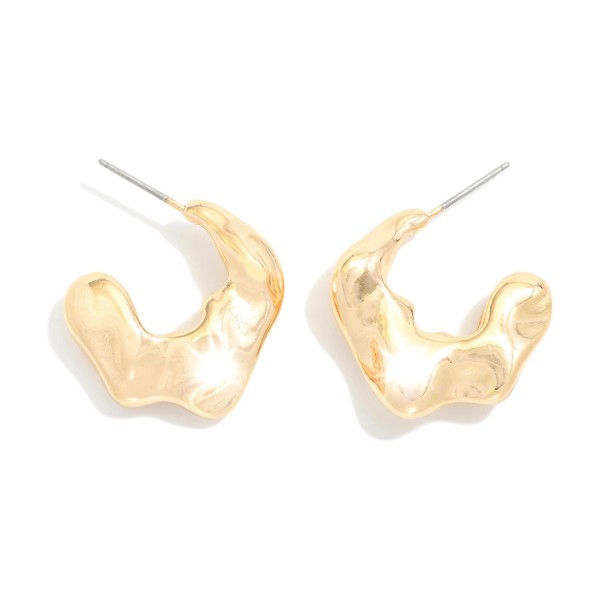 Wholesale pinched Metal Hoop Earrings D