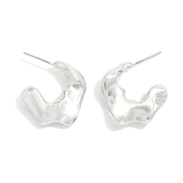 Wholesale pinched Metal Hoop Earrings D