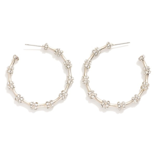 Wholesale metal Rhinestone Bamboo Hoop Earrings D