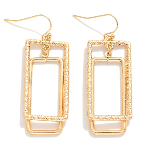Wholesale textured Metal Nesting Rectangles Drop Earrings L