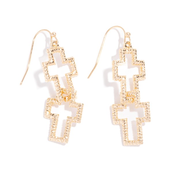 Wholesale linked Hollow Cross Drop Earrings L
