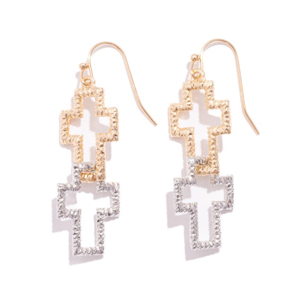 Wholesale linked Hollow Cross Drop Earrings L