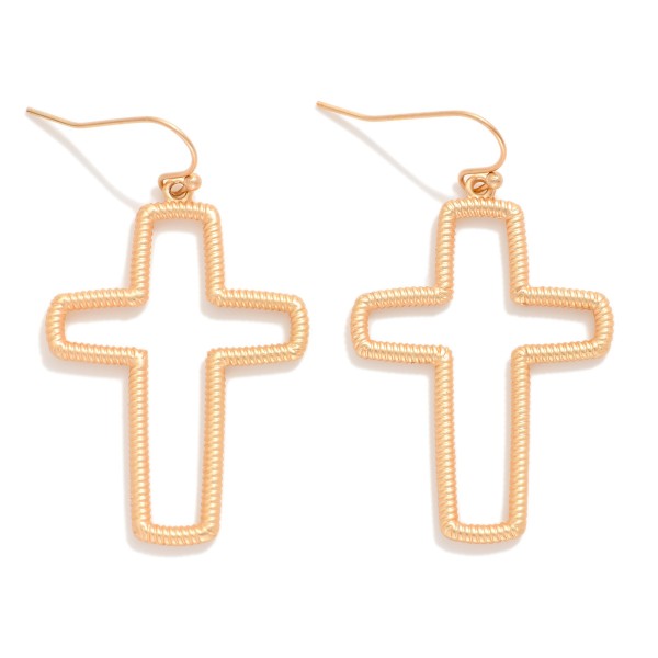 Wholesale ribbed Metal Cross Drop Earrings L