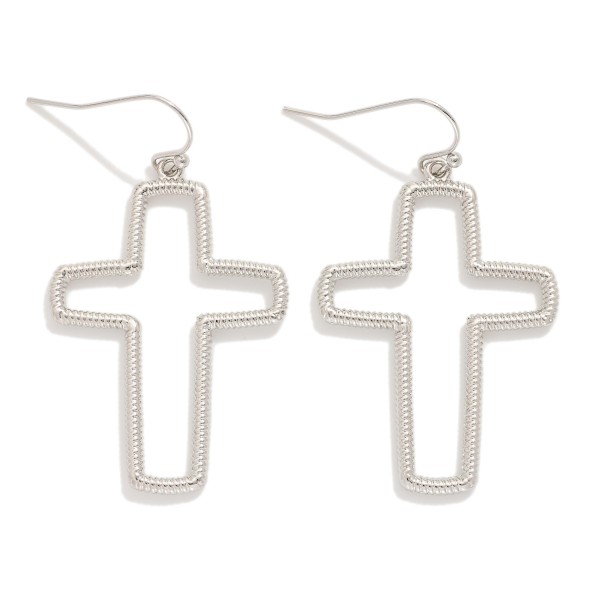 Wholesale ribbed Metal Cross Drop Earrings L