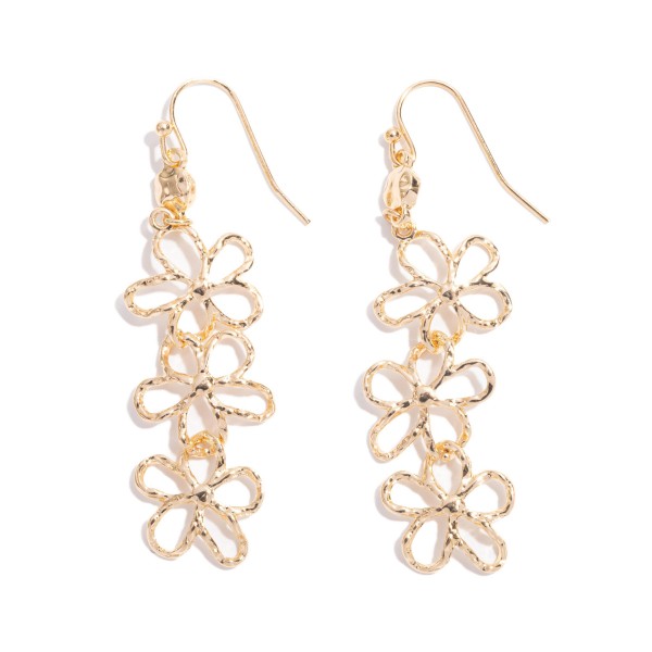 Wholesale linked Hollow Metal Flower Drop Earrings L