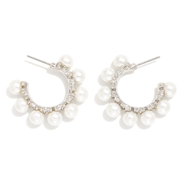 Wholesale pearl Studded Hoop Earrings D