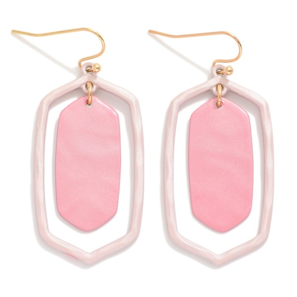 Wholesale painted Hammered Metal Nesting Hexagon Drop Earrings L